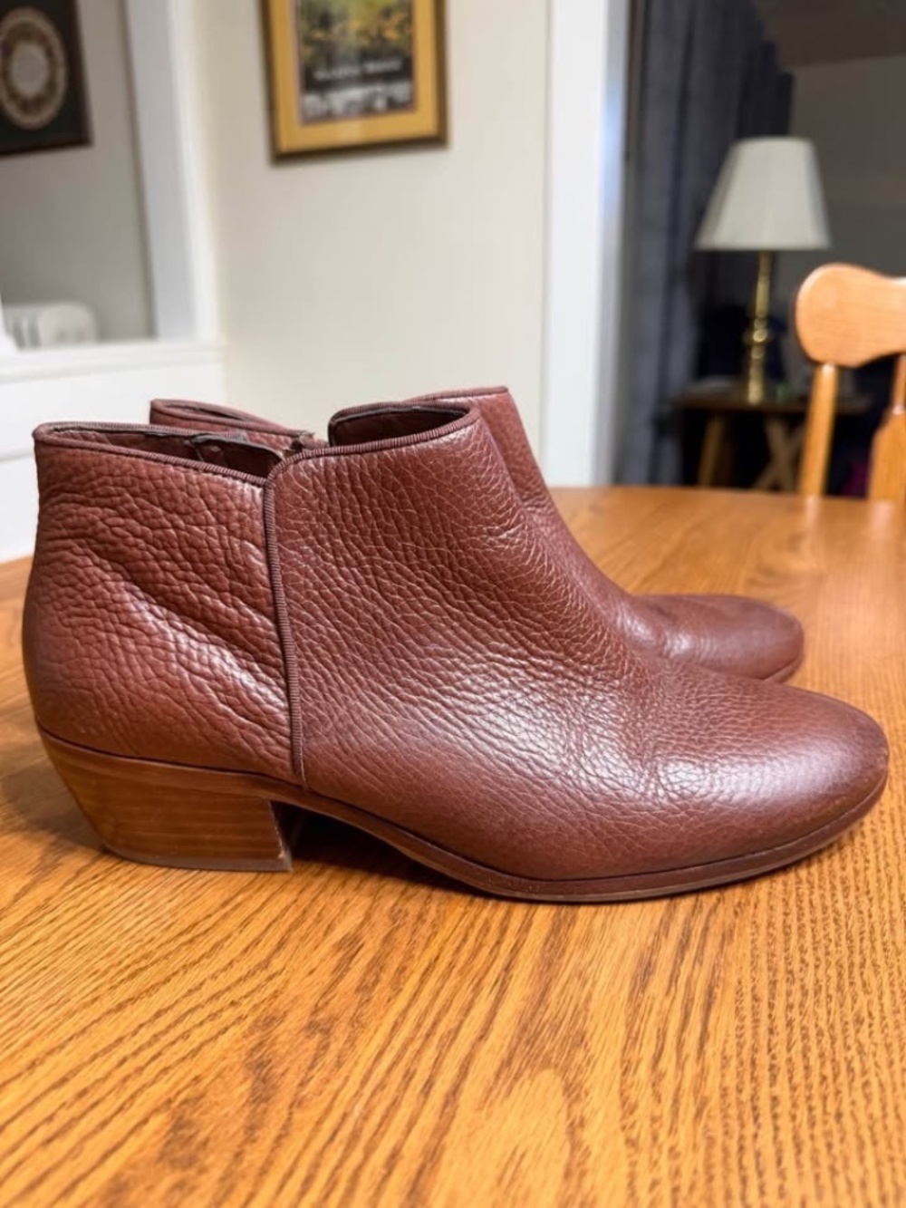 Sam Edelman women's size 8.5 brown flull grain leather ankle boots